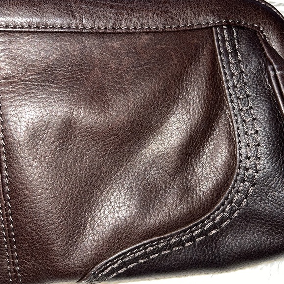 SIGRID OLSEN LEATHER brown clutch with shoulder strap - Picture 3 of 13